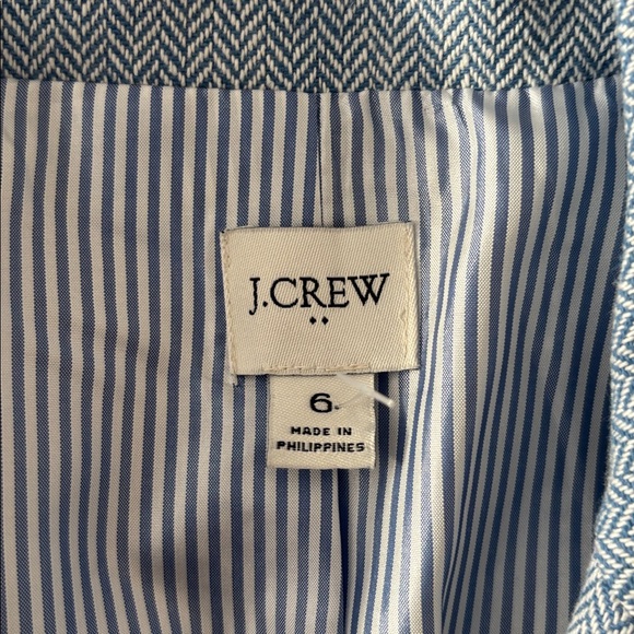 New J. Crew Herringbone one button blue blazer sz 6 - Picture 12 of 14